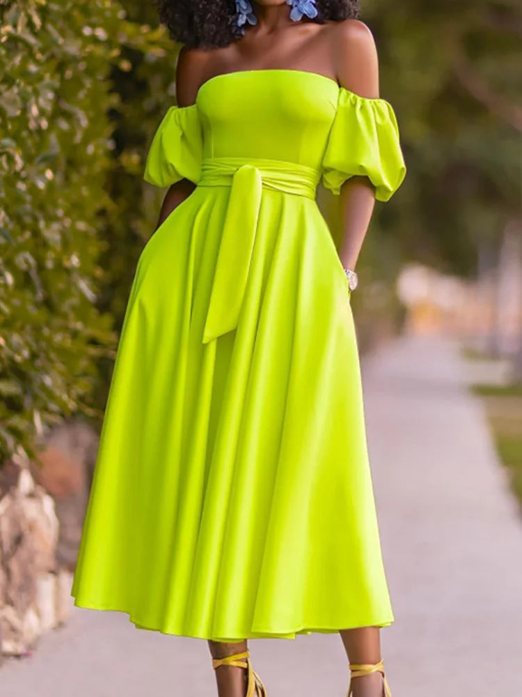 Elegant Summer Women Off Shoulder Dress