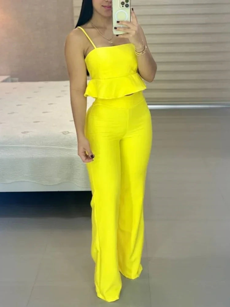 Summer 2025 2 Piece Sets Women Pants Sets Sleeveless Top Elegant Fashion