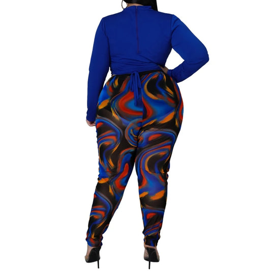 Splicing Collision Sexy Women's Large Size 2 Piece