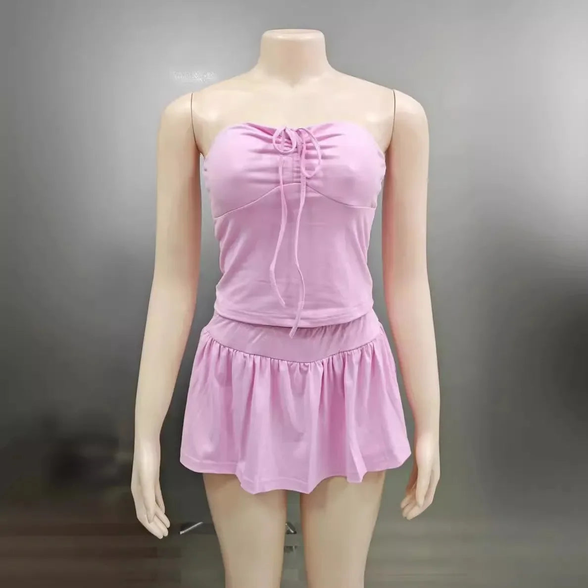 Women Fashion 2-piece Set Shirred Tether
