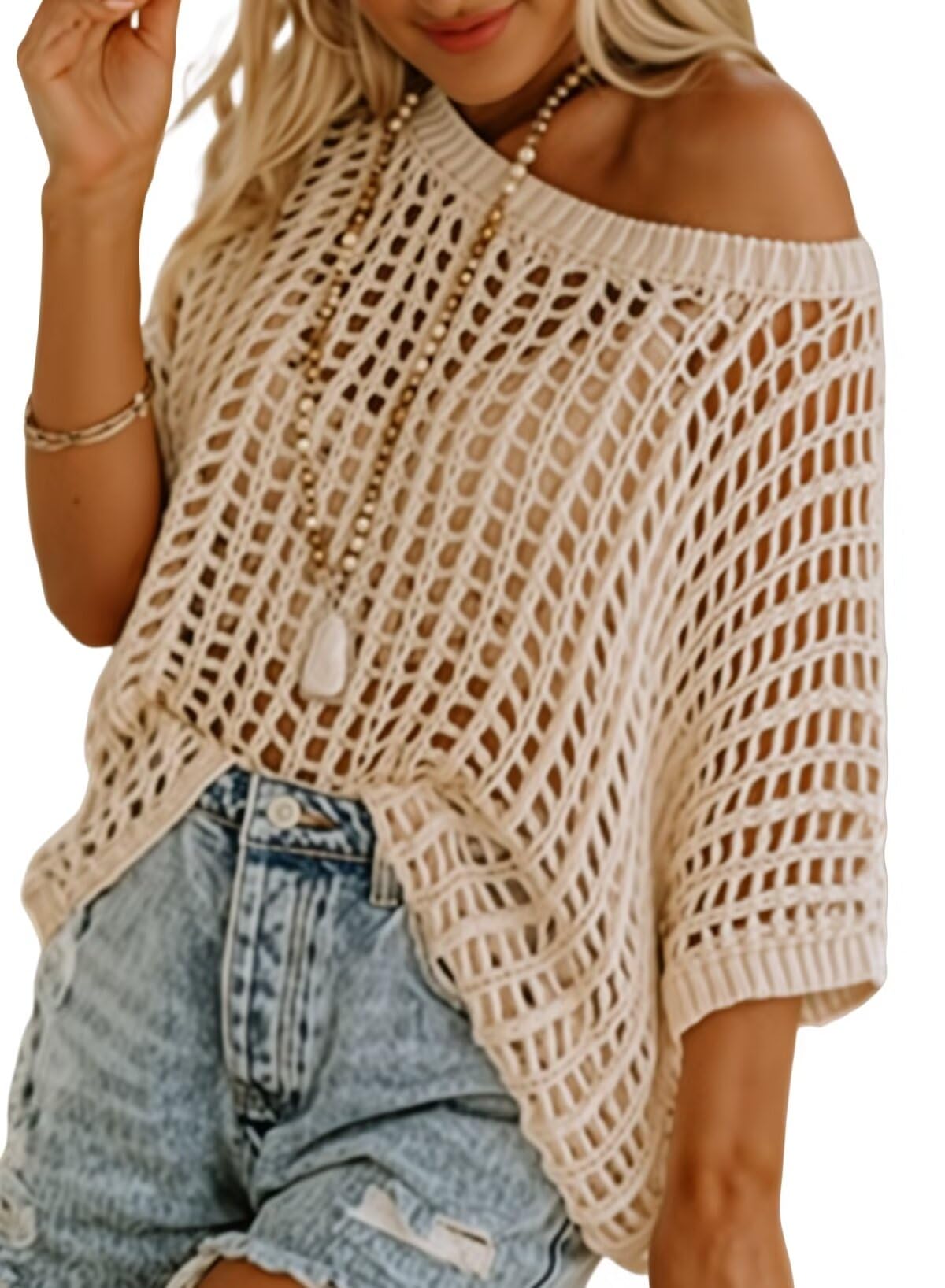 Dokotoo Women's Scoop Knit Tops Pullover Shirts Beach Coverup