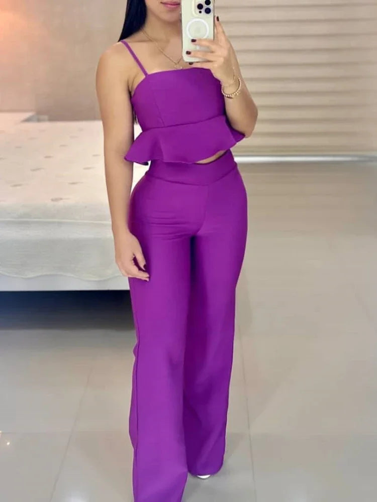 Summer 2025 2 Piece Sets Women Pants Sets Sleeveless Top Elegant Fashion