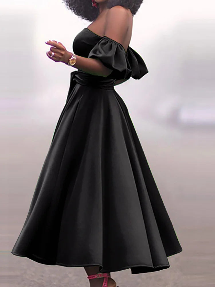 Elegant Summer Women Off Shoulder Dress