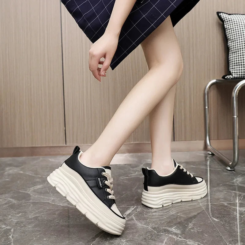 Luxury Brand Woman High-top Platform Shoes Design New Comfortable Increase Casual Sneakers Flat Shoe Outdoor Female Running Shoe