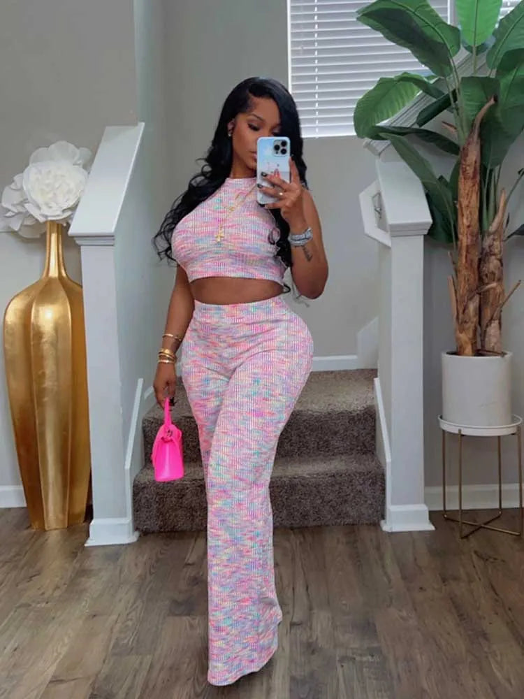 2 Piece Sets Women's Elegant Stretchy Knitted Summer
