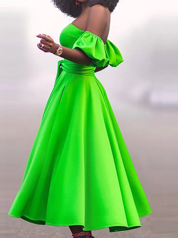 Elegant Summer Women Off Shoulder Dress