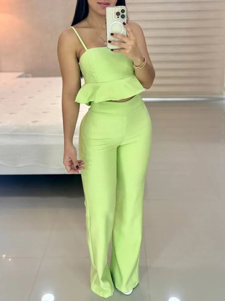 Summer 2025 2 Piece Sets Women Pants Sets Sleeveless Top Elegant Fashion
