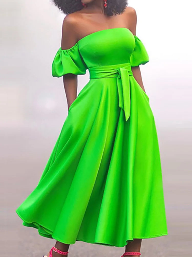 Elegant Summer Women Off Shoulder Dress