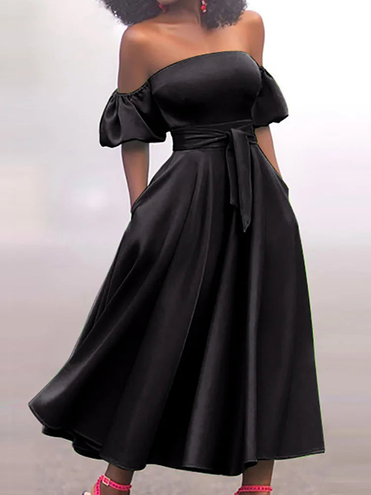 Elegant Summer Women Off Shoulder Dress