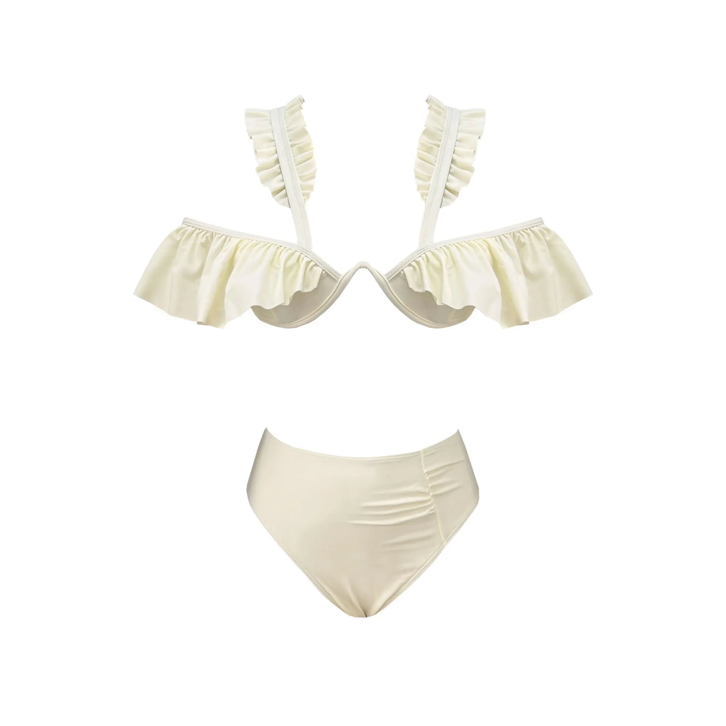 Women's Sexy Off Shoulder Ruffle Bikini Set, Slipt Swimsuit, Brazilian Beachwear, New Fashion Swimwear, 2 Piece Bikini Set, 2024