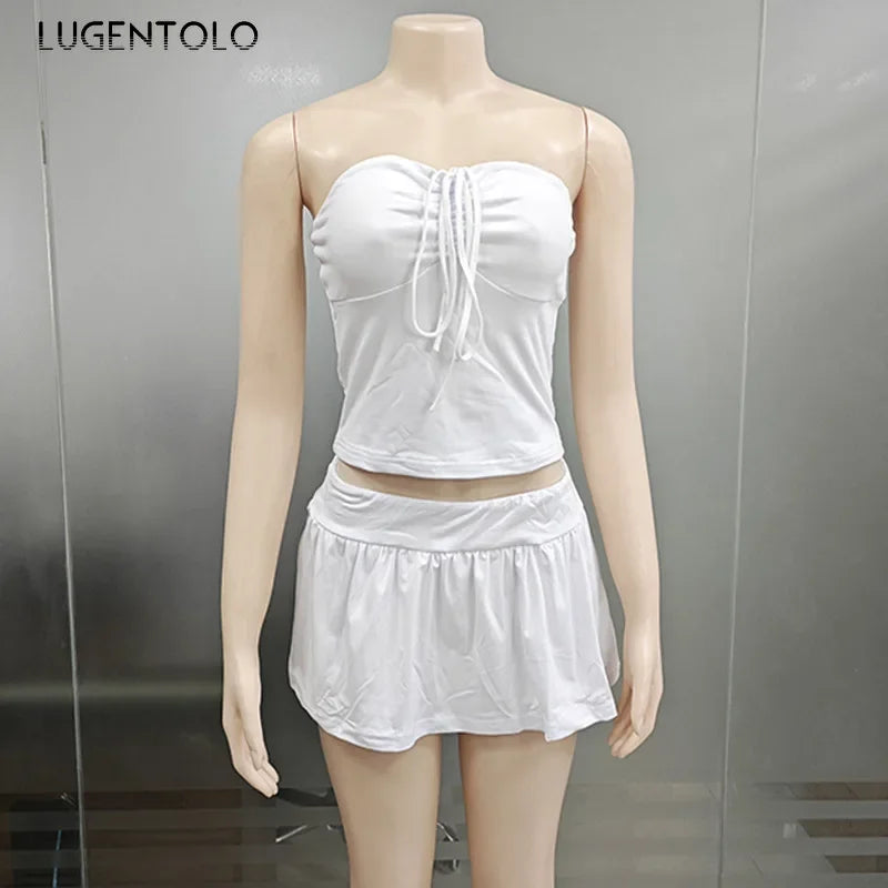 Women Fashion 2-piece Set Shirred Tether