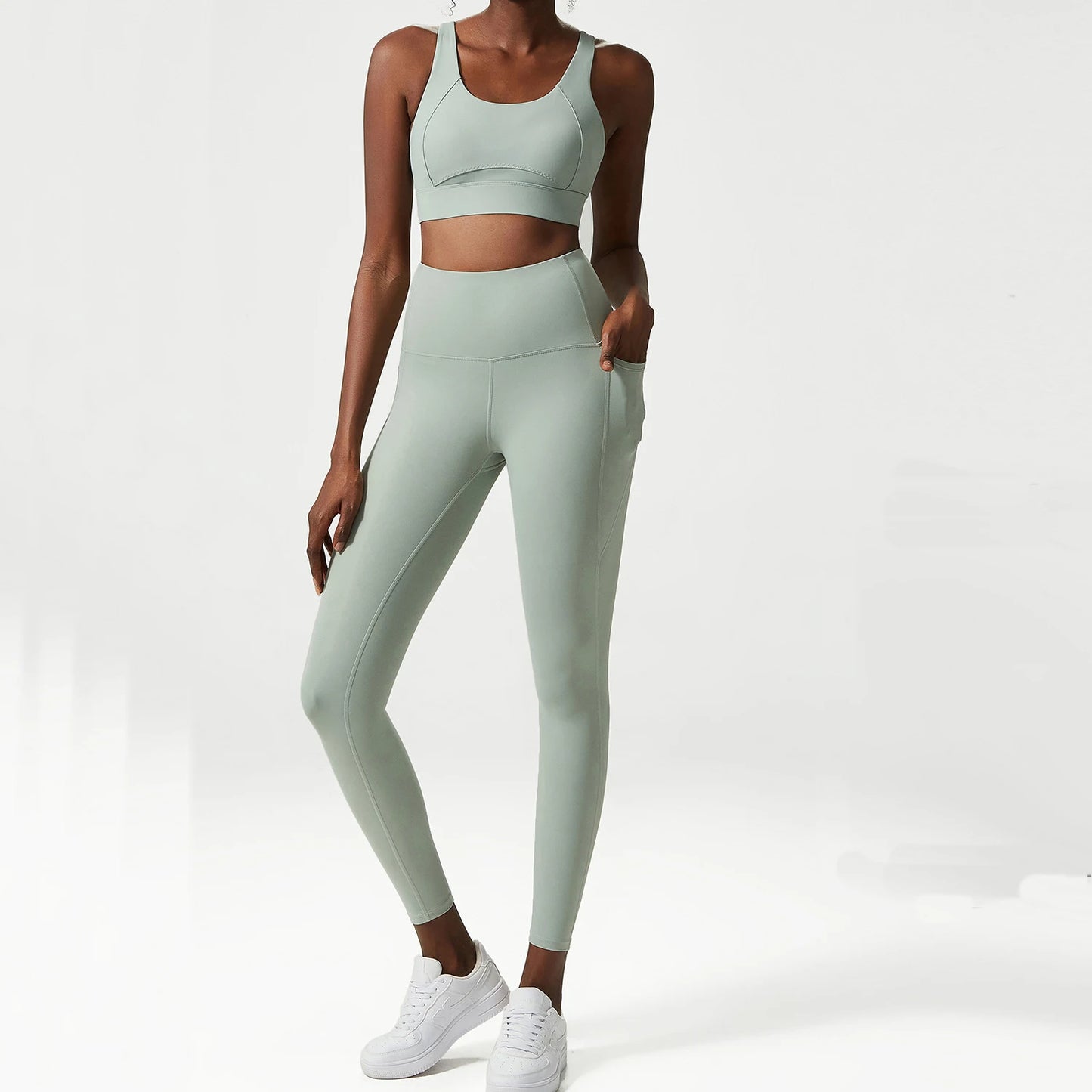 2 Pieces Sports Yoga Set Women Solid Color Female Sportswear