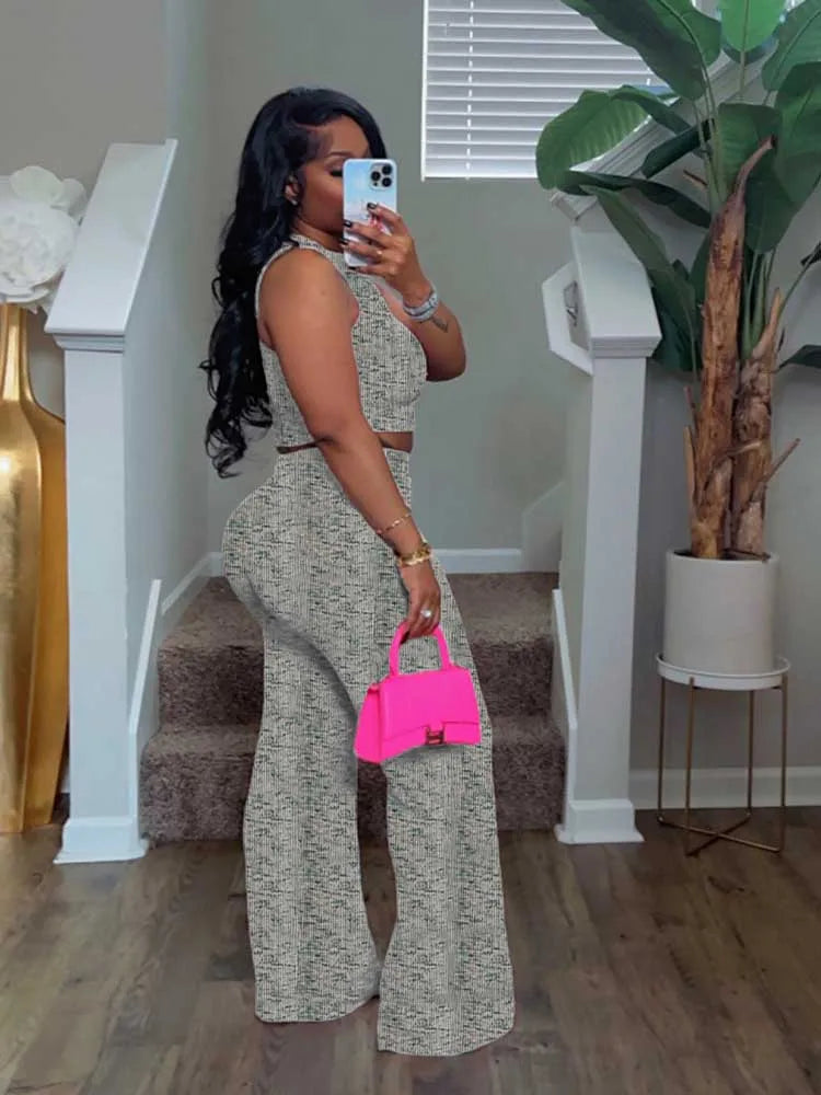 2 Piece Sets Women's Elegant Stretchy Knitted Summer