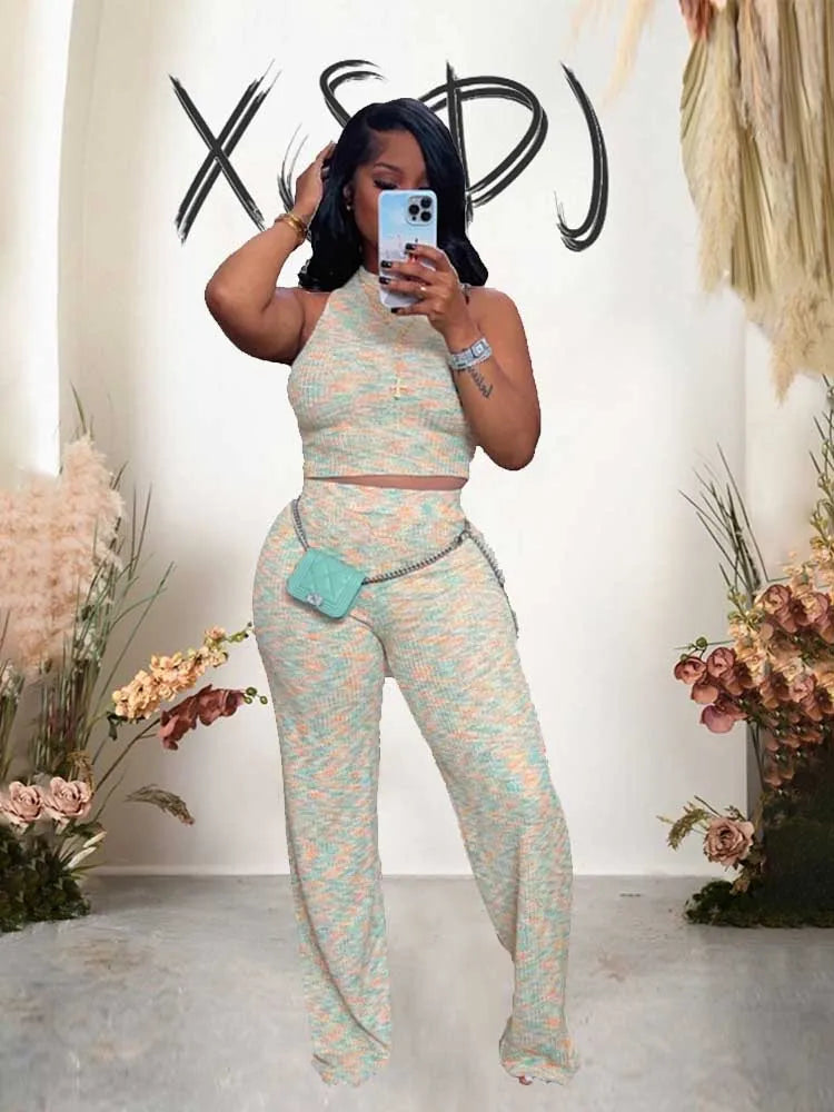 2 Piece Sets Women's Elegant Stretchy Knitted Summer