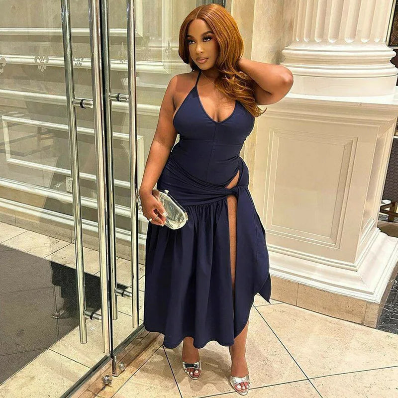 2 Piece Set Female V-Neck Jumpsuit Outfits Sexy skirt Sets Lace-Up Pleated High Waist For Women White Bandage 2024 two piece