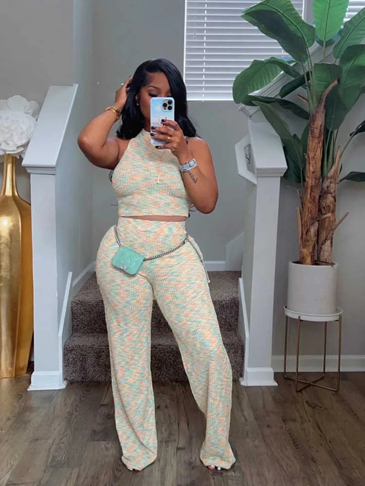 2 Piece Sets Women's Elegant Stretchy Knitted Summer