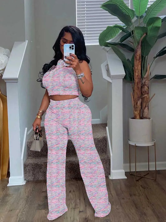 2 Piece Sets Women's Elegant Stretchy Knitted Summer